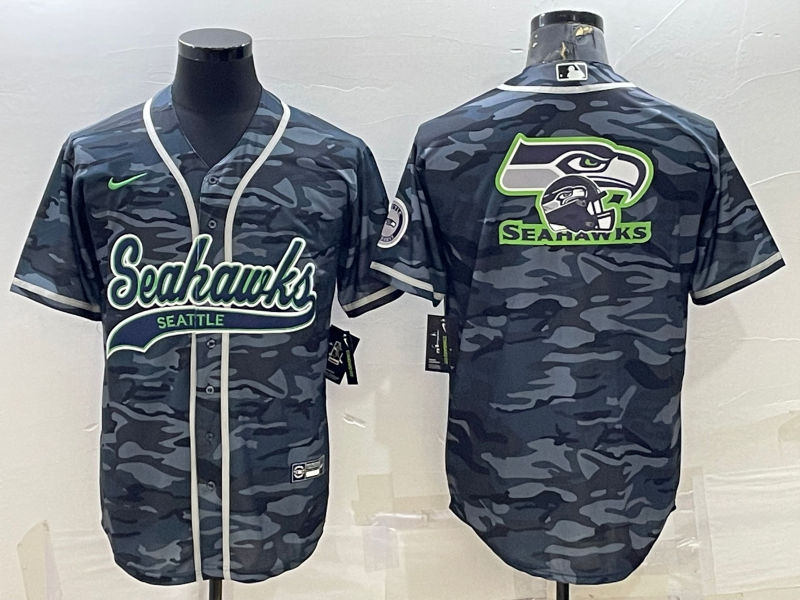 Men's Seattle Seahawks Grey Camouflage Jersey